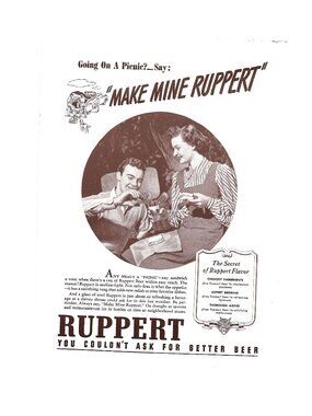 Print Ad Make Mine Ruppert Beer Vintage 1940s Cocktail Bar Decor Fashion